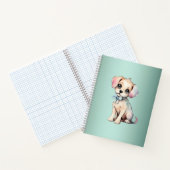 Carnet Aquarelle Main Tirée Puppy Avec Poudre Bleu Bow (Intérieur)