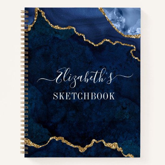 Carnet Aquarelle Marbre or Blue Geode Sketbook (Devant)