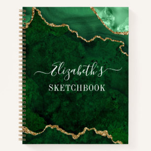 Carnet Aquarelle Marbre Or Green Geode Sketbook