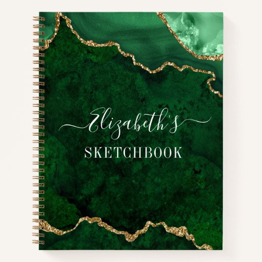 Carnet Aquarelle Marbre Or Green Geode Sketbook (Devant)