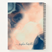 Carnet Aquarelle marine Abstraite, rose et menthe Nom de  (Dos)