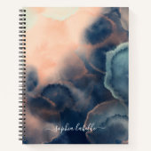 Carnet Aquarelle marine Abstraite, rose et menthe Nom de  (Devant)