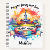 Carnet Aquarelle Maryland avec points forts de l'état (Devant)
