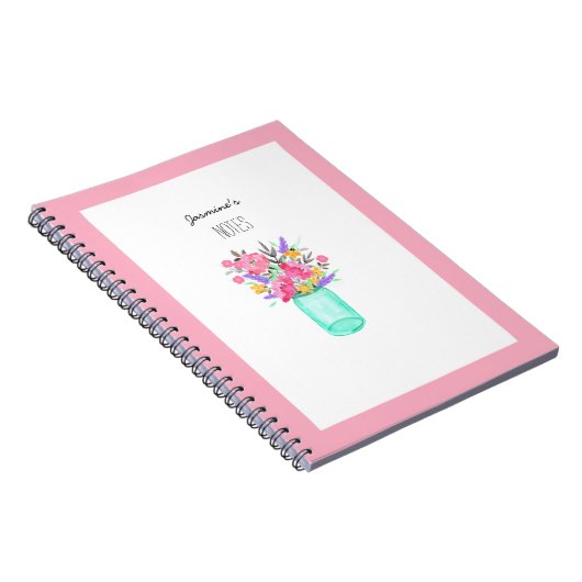 Carnet Aquarelle Mason Fleurs de pot du bureau de rose (Côté Droit)