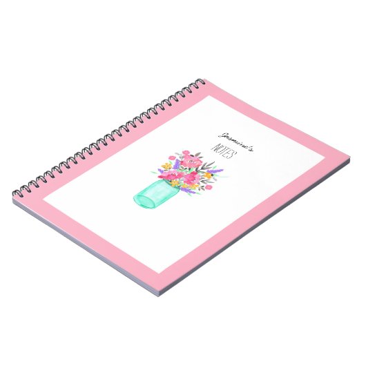 Carnet Aquarelle Mason Fleurs de pot du bureau de rose (Côté gauche)