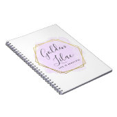 Carnet Aquarelle mauve et couleur or moderne Chic géométr (Côté Droit)