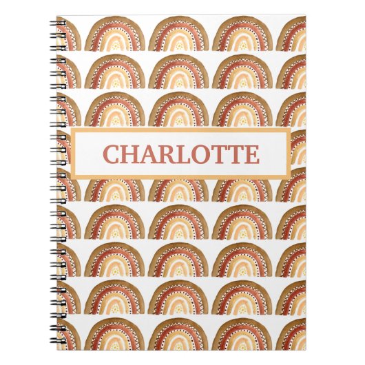 Carnet Aquarelle Mignon Bohème Pastel Enfants Fille Arc-e (Devant)