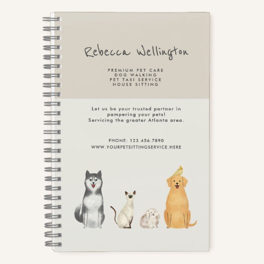 Carnet Aquarelle mignonne Animaux de compagnie Sitter Chi (Recto)