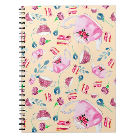 Carnet Aquarelle mignonne Après-midi Tea Party Florals Te (Devant)