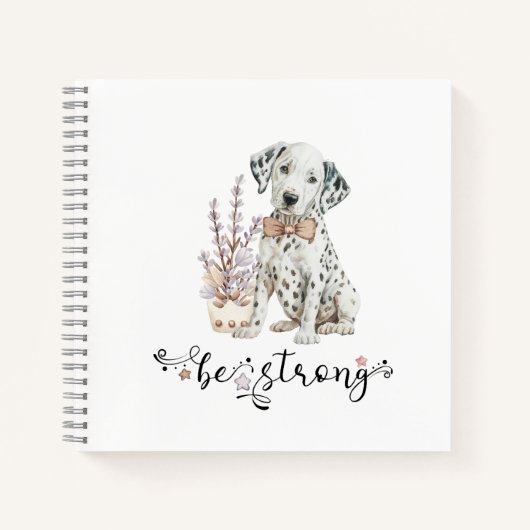 Carnet Aquarelle mignonne Chiot dalmate être fort (Devant)