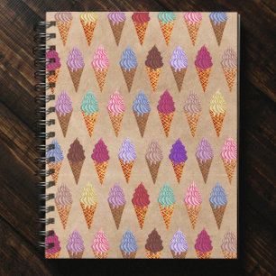 Carnet Aquarelle mignonne Crème de glace Motif Drôle été