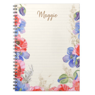 Carnet Aquarelle mignonne monochrome rose et bleu