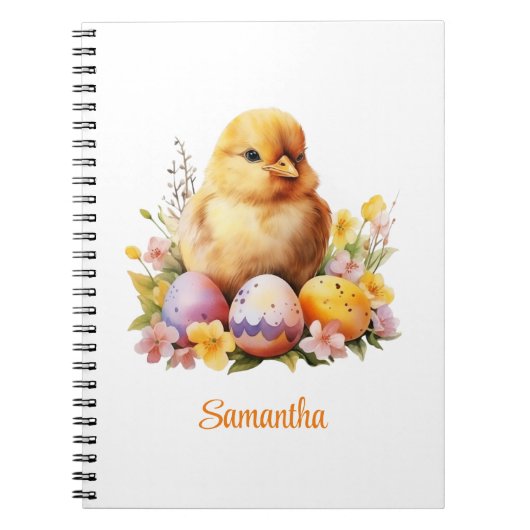 Carnet Aquarelle mignonne Poulet Jaune aux oeufs (Devant)