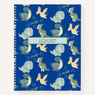 Carnet Aquarelle mignonne sur le Motif Dinosaur bleu