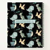 Carnet Aquarelle mignonne sur Motif Dinosaur noir (Dos)