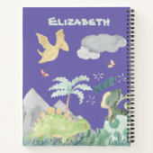 Carnet Aquarelle mignonne violet Dinosaure (Dos)