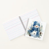 Carnet Aquarelle mignonne Xmas Snowman porter Écharpe ble (Intérieur)