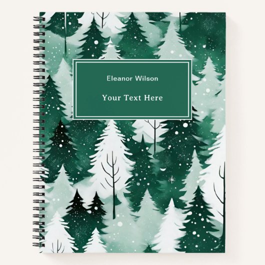 Carnet Aquarelle moderne Arbres Scène de neige Noël (Devant)