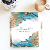 Carnet Aquarelle moderne bleu et or