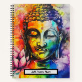 Carnet Aquarelle moderne Bouddha coloré personnalisable (Devant)