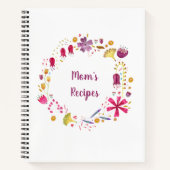 Carnet Aquarelle moderne couronne florale Texte personnal (Devant)