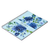 Carnet Aquarelle Moderne Floral Marine Blue Business (Côté gauche)