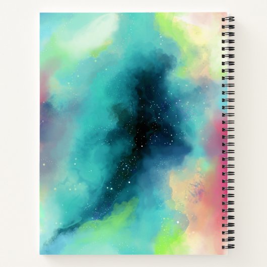 Carnet Aquarelle moderne Green & Red Space Nebula (Dos)