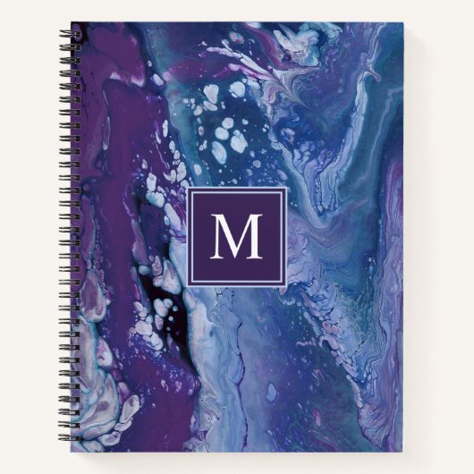 Carnet Aquarelle moderne Monogramme Abstrait (Devant)