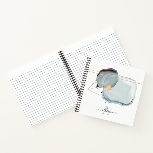 Carnet Aquarelle Moderne Monogramme Spirale Notebook (Intérieur)