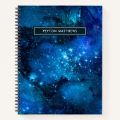 Carnet Aquarelle moderne Nebula Galaxy Nom Bloc-notes ble (Devant)