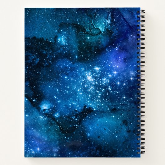 Carnet Aquarelle moderne Nebula Galaxy Nom Bloc-notes ble (Dos)