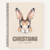 Carnet Aquarelle moderne personnalisée Mignonne Lapin de  (Devant)