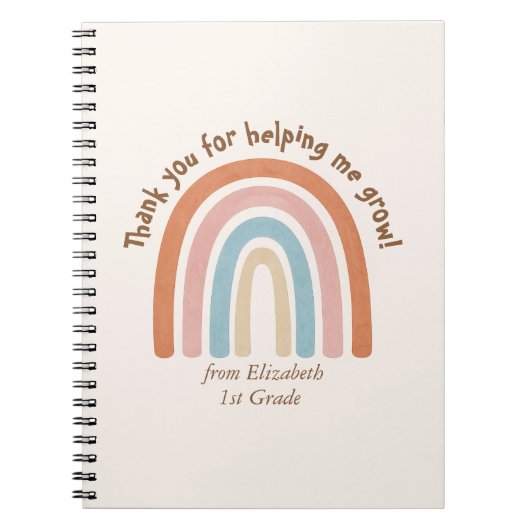 Carnet Aquarelle moderne Rainbow Teacher Merci (Devant)