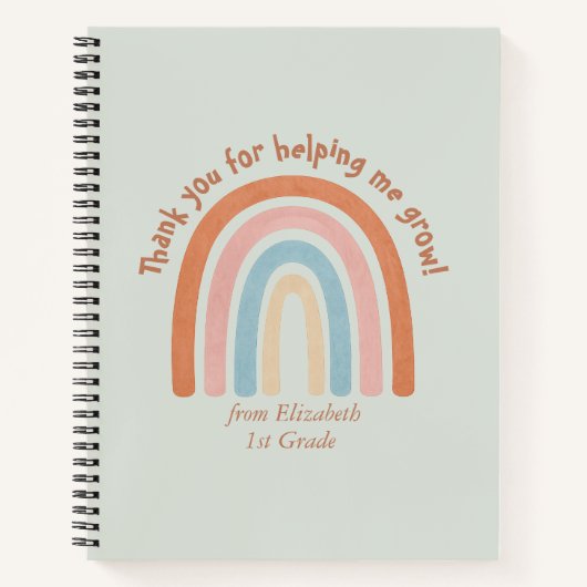 Carnet Aquarelle moderne Rainbow Teacher Merci (Devant)