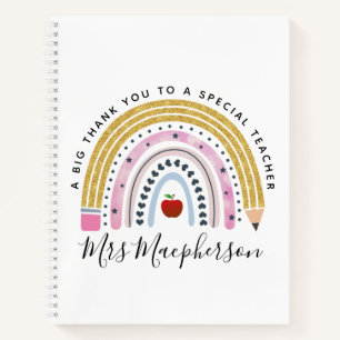 Carnet Aquarelle moderne Rainbow Teacher Merci Cadeau