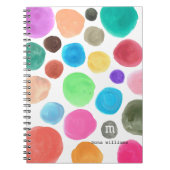 Carnet Aquarelle moderne tendance colorée Cercles Monogra (Devant)