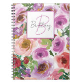 Carnet Aquarelle Monogramme floral (Devant)