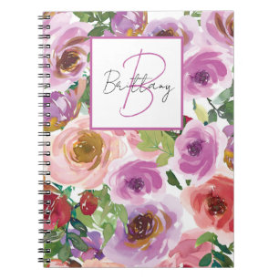 Carnet Aquarelle Monogramme floral