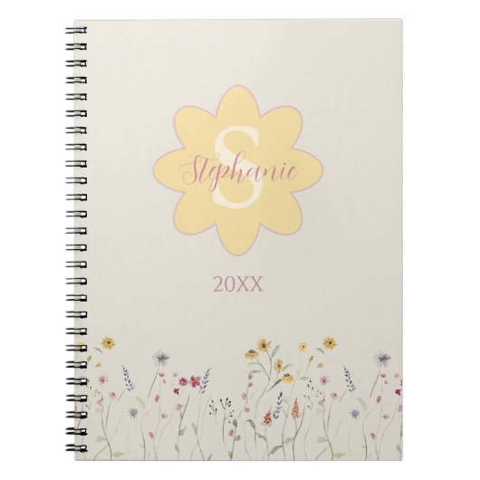Carnet Aquarelle monogramme Floral (Devant)