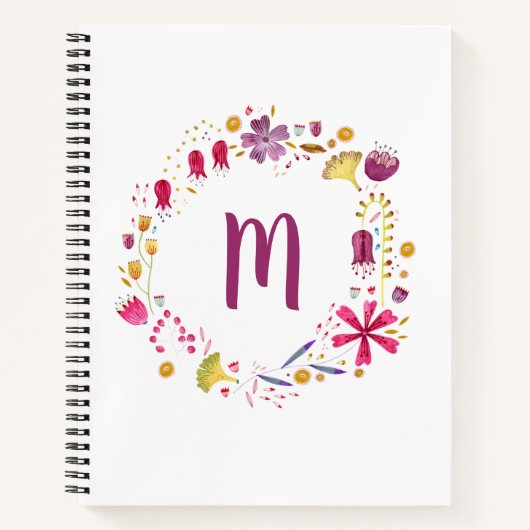 Carnet Aquarelle Monogramme floral (Devant)