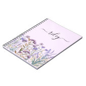 Carnet Aquarelle monogramme Jardin Fleur sauvage violet (Côté gauche)