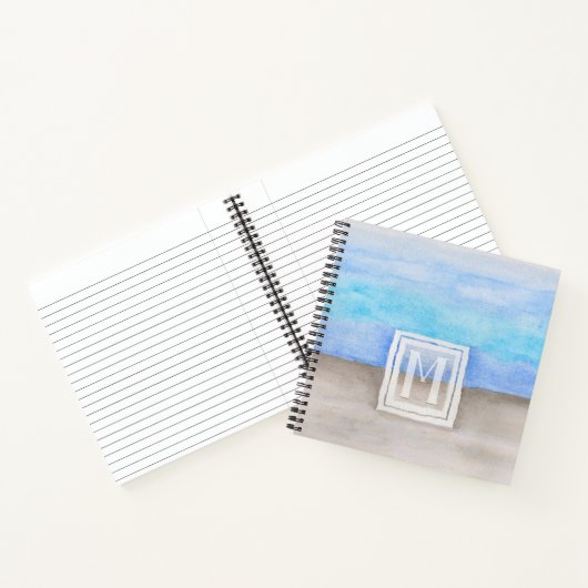 Carnet Aquarelle Monogramme mer et sable bleu et bronze (Intérieur)