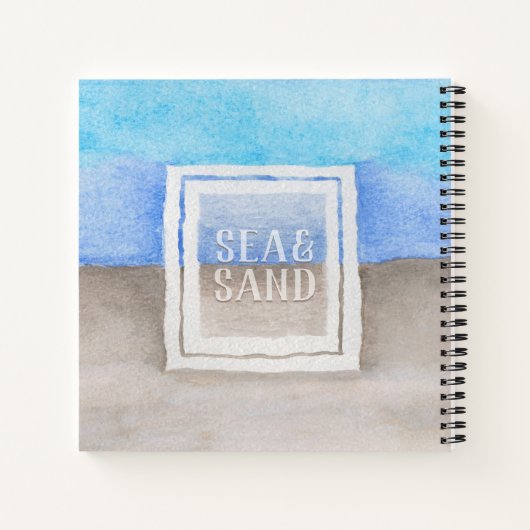 Carnet Aquarelle Monogramme mer et sable bleu et bronze (Dos)