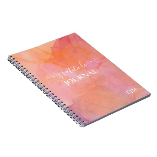 Carnet Aquarelle Monogramme rose Gratitude (Côté Droit)
