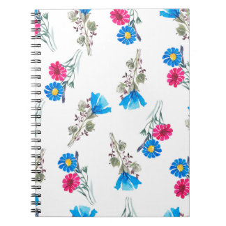 Carnet Aquarelle motif botanique de ressort rose vif
