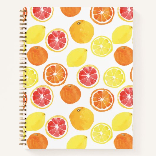 Carnet Aquarelle Motif de fruits d'agrumes (Devant)