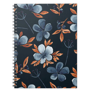 Carnet Aquarelle motif floral transparent avec indigo flo