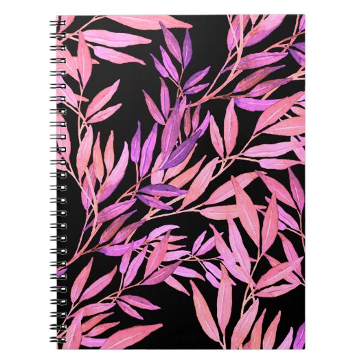 Carnet Aquarelle motif sans couture avec feuilles. Bright (Devant)