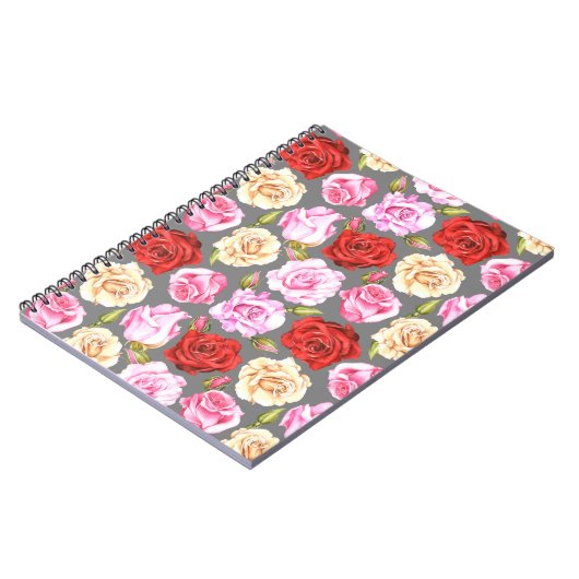 Carnet Aquarelle motif sans couture avec roses. Sans fil (Côté gauche)