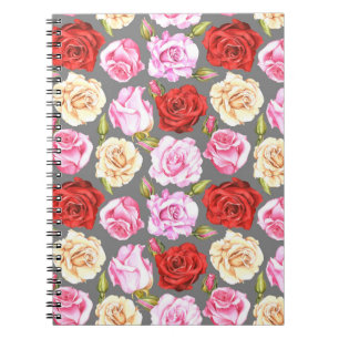 Carnet Aquarelle motif sans couture avec roses. Sans fil
